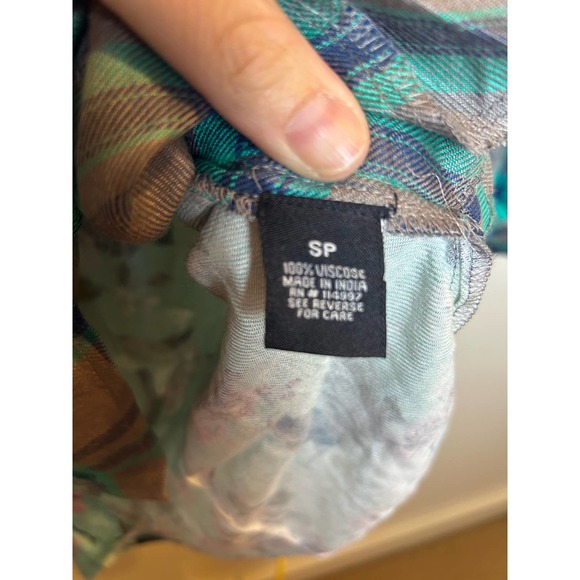 Taloni Collections New Plaid Button Up Floral Black Gray Teal Size Small Petite - Picture 8 of 12